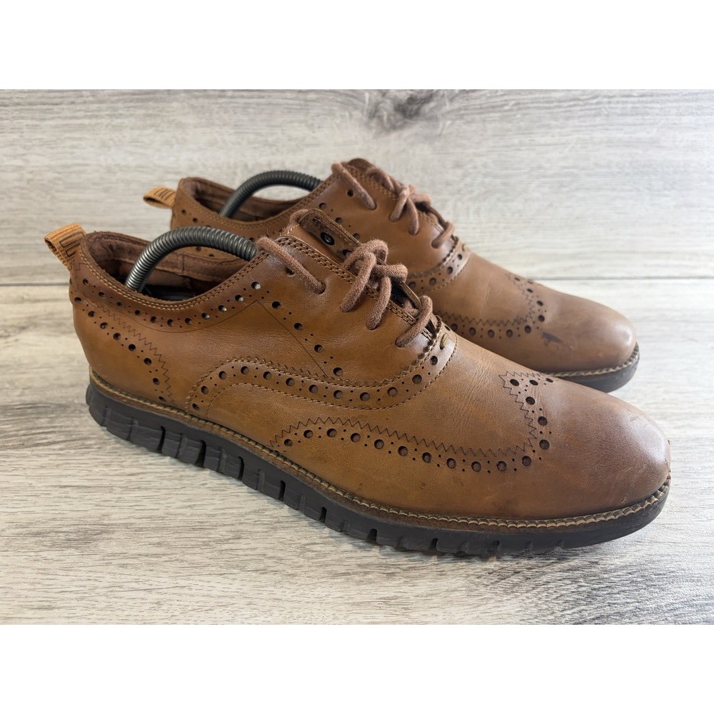 Cole Haan Zerogrand Men's 9.5 M Wingtip Oxford Brown Dress Shoes - C24964
